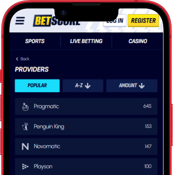 Elenco dei provider di BetScore, da Pragmatic Play a Amusnet
